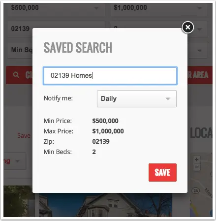 Visitors to your real estate website can save property searches for later viewing