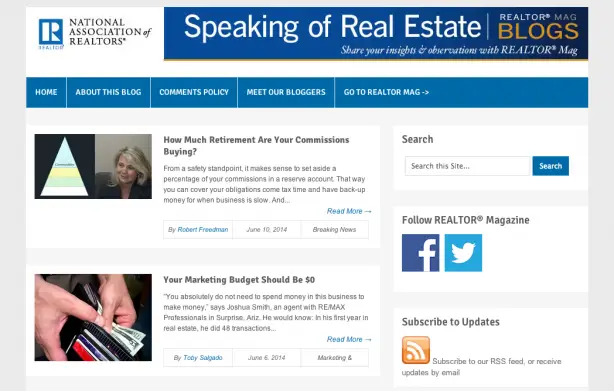 National Association of Realtors real estate blog