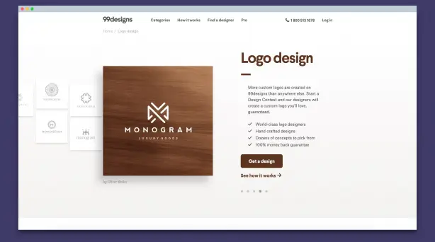 Screenshot of 99Designs Logo Design Page