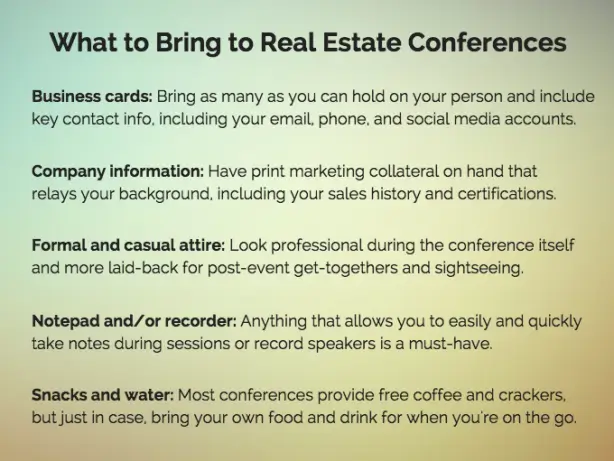 Real estate conference checklist