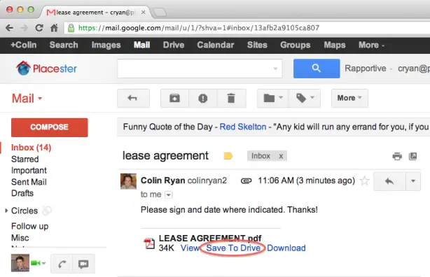 save gmail attachments directly to google drive