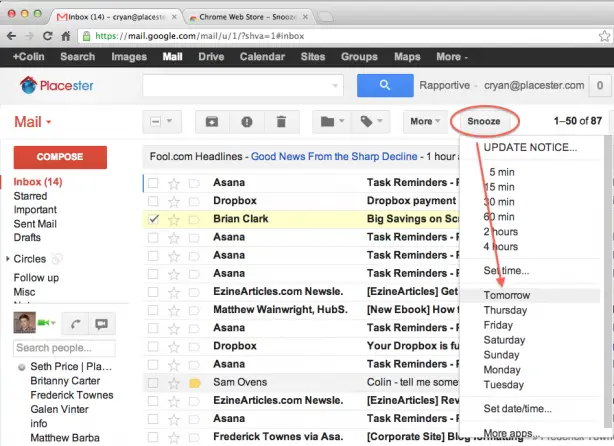 snooze button for your gmail inbox