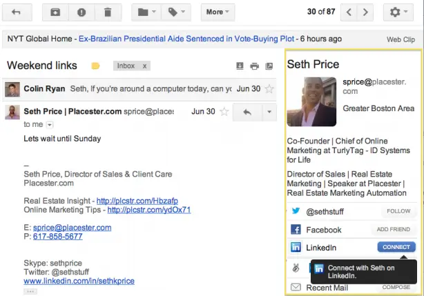 rich profiles for your gmail contacts