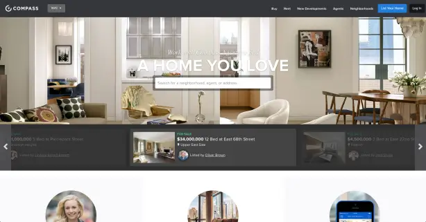 Real estate website Compass