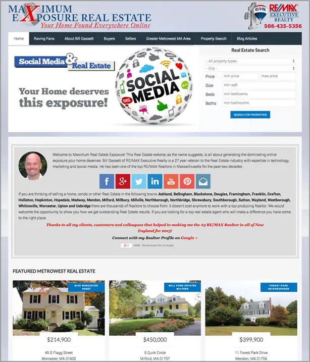 Maximum Exposure Real estate website design Bill Gassett