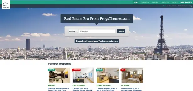 Real Estate Pro WordPress website theme