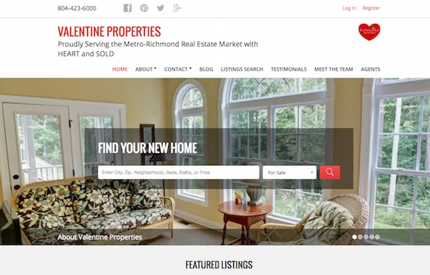 Placester real estate website Valentine Properties