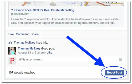 Facebook boost post status update
