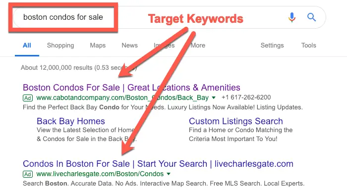 ad target keywords