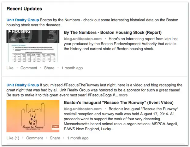 Unit Realty Group LinkedIn content posts updates real estate