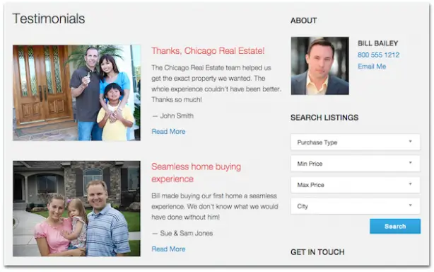 Placester real estate website optimization ideas reviews testimonials