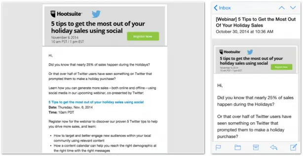 Hootsuite email newsletter responsive design