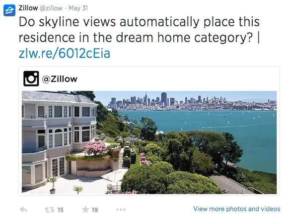 Zillow Twitter page